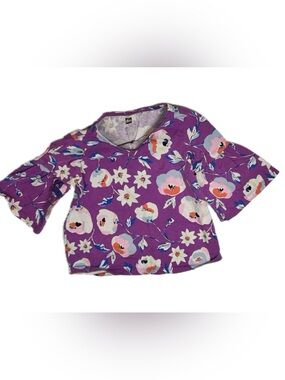 Tea Collection Purple Floral Short Sleeve Tee